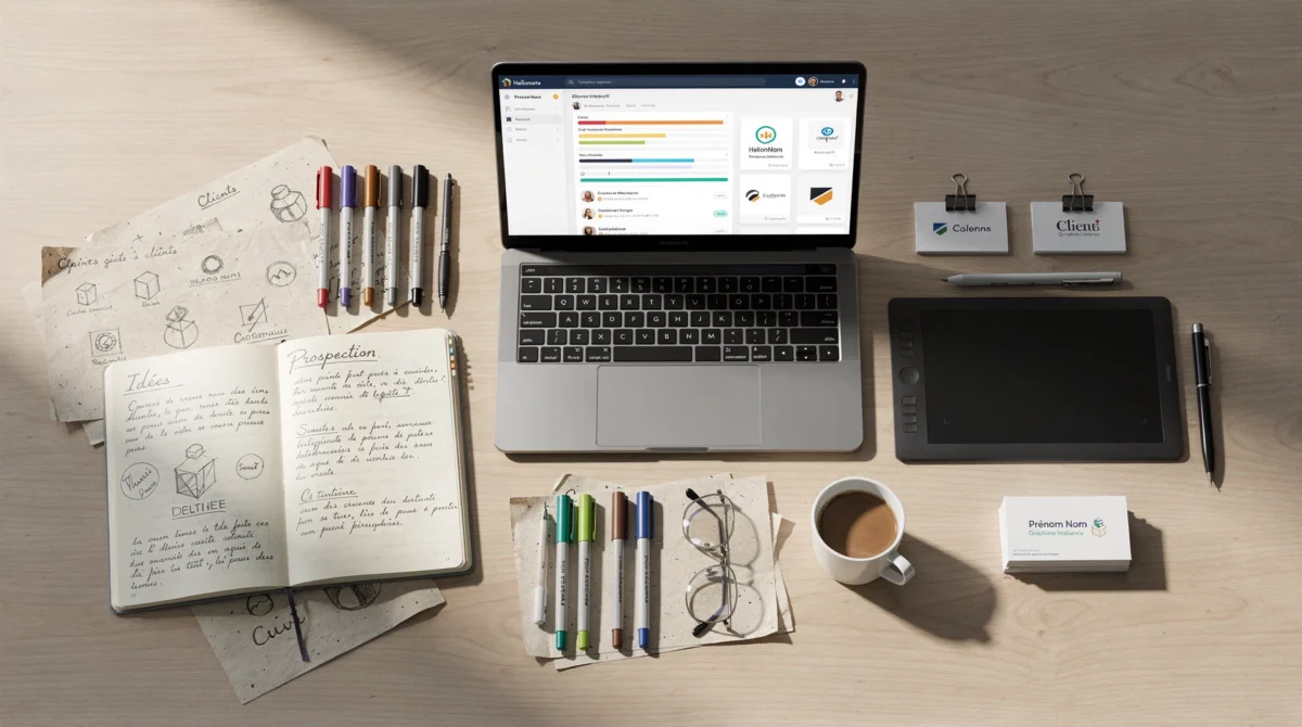Exemple lead generation freelance : leads enrichis dans outil Hellomate
