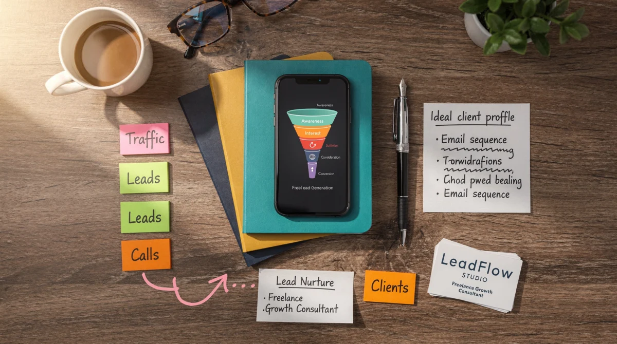 Infographic explaining lead generation for independent freelancers